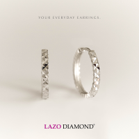 LAZO DIAMOND Diamond-cut Everyday Minimalist Hoop Earrings in 375/9K White Gold
