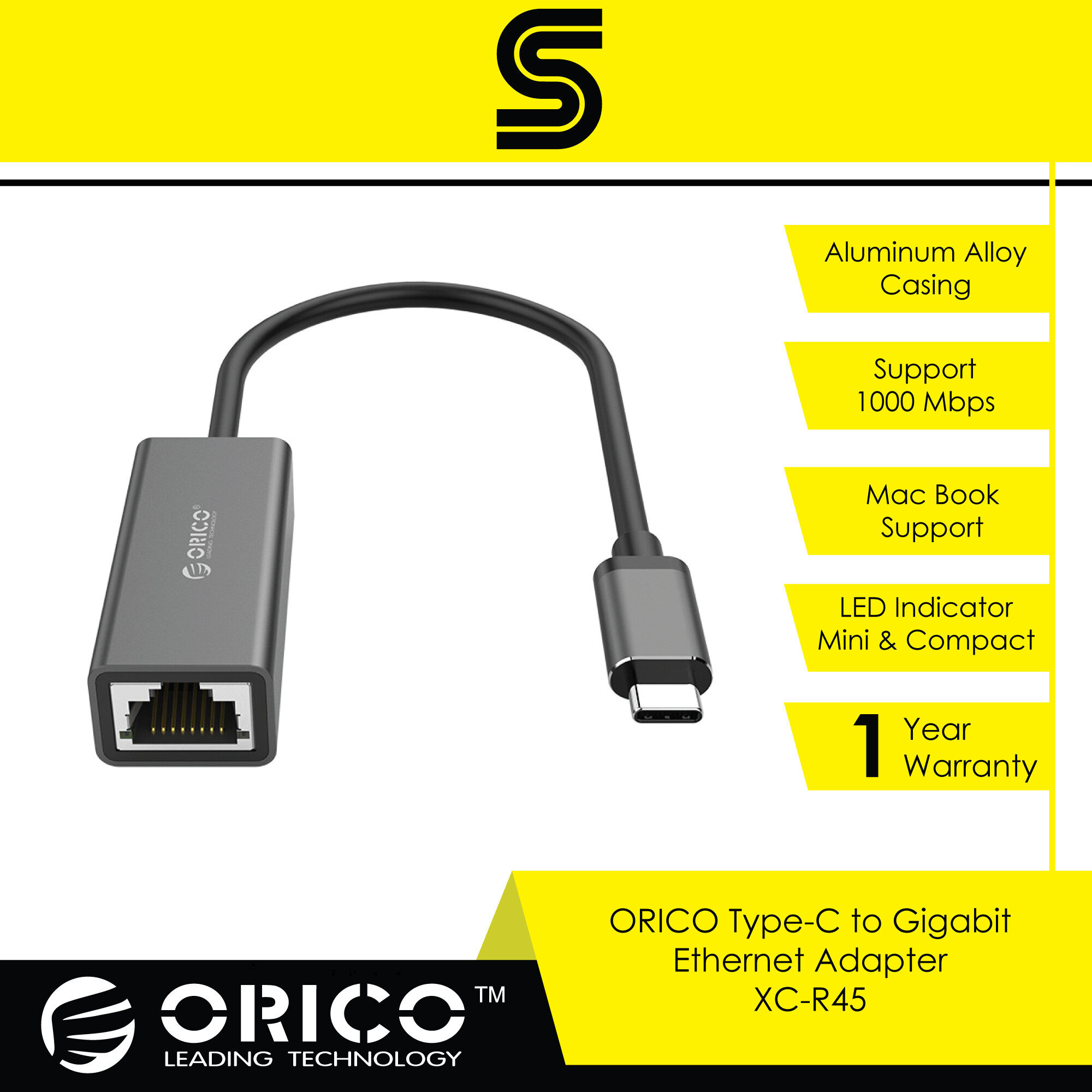 ORICO Type-C to Gigabit Ethernet Adapter - XC-R45