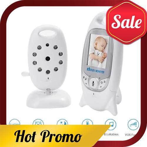 Baby Monitor 2\'\' Color LCD 2.4G Two-way Audio Talk Temperature Detection Infrared Night Vision VOX Mode 8 Lullabies Nursing Reminder (White)