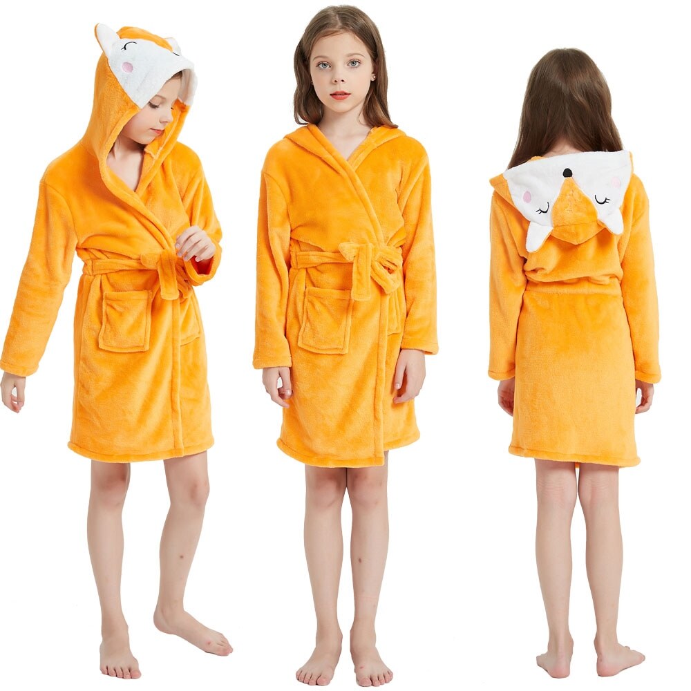 [Quần Áo xiaoli] nam nữ áo choàng tắm trùm đầu trẻ em cáo hoạt hình động vật kigurumi Áo choàng tắm 