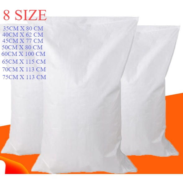 Guni karung plastik besar/ Polypropylene Woven Sacks PP Woven Sacks White1 pcs