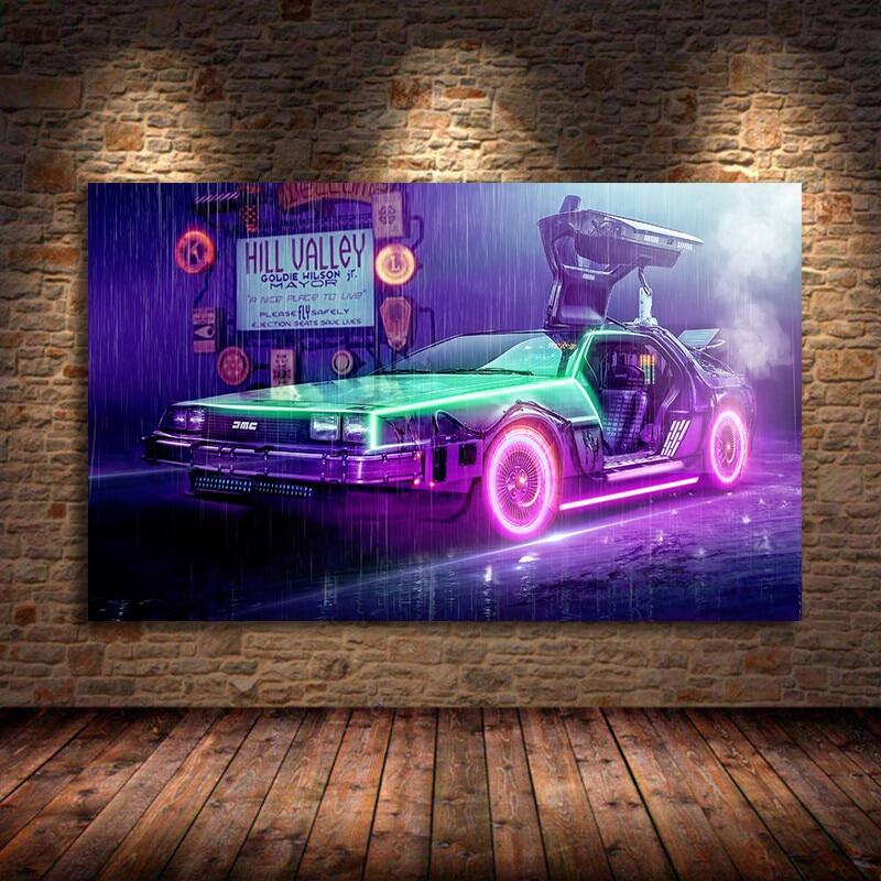 Car Delorean Dmc Back To The Future Movie Poster Motivational Poster Wall