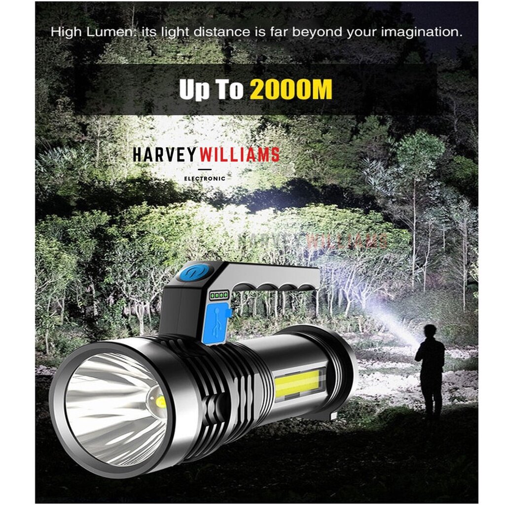 [ KL Ready Stock ] 2000M Super Bright LED Searchlight Outdoor Spotlight Rechargeable Flashlight Torchlight Torch Light Lampu Suluh Flood