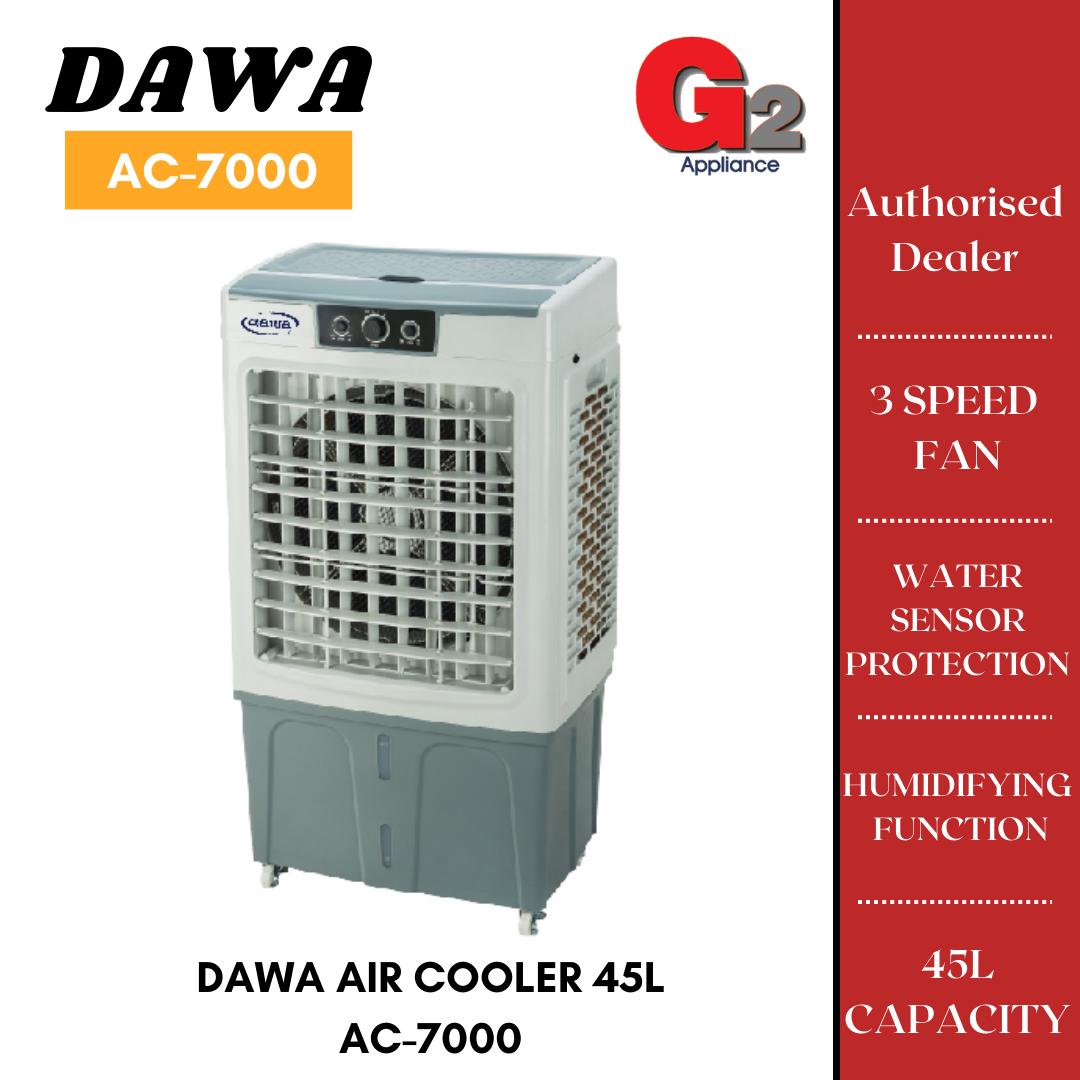 Dawa Air Cooler 45L with 3 speed wind & water sensor AC-7000 -Dawa Warranty Malaysia
