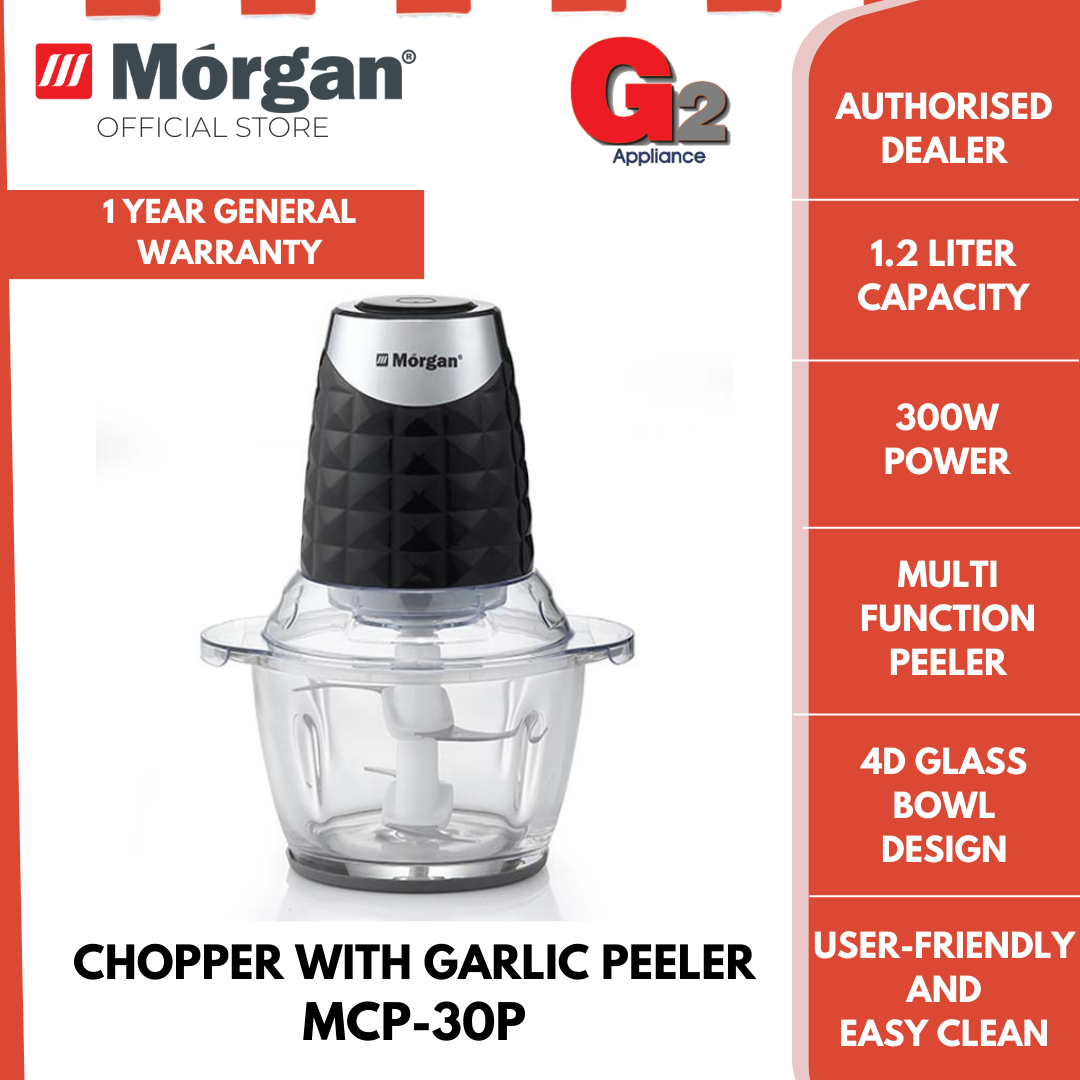 MORGAN (READY STOCK) FOOD CHOPPER GLASS BOWL WITH GARLIC PEELER | MCP-30P - MORGAN MALAYSIA WARRANTY