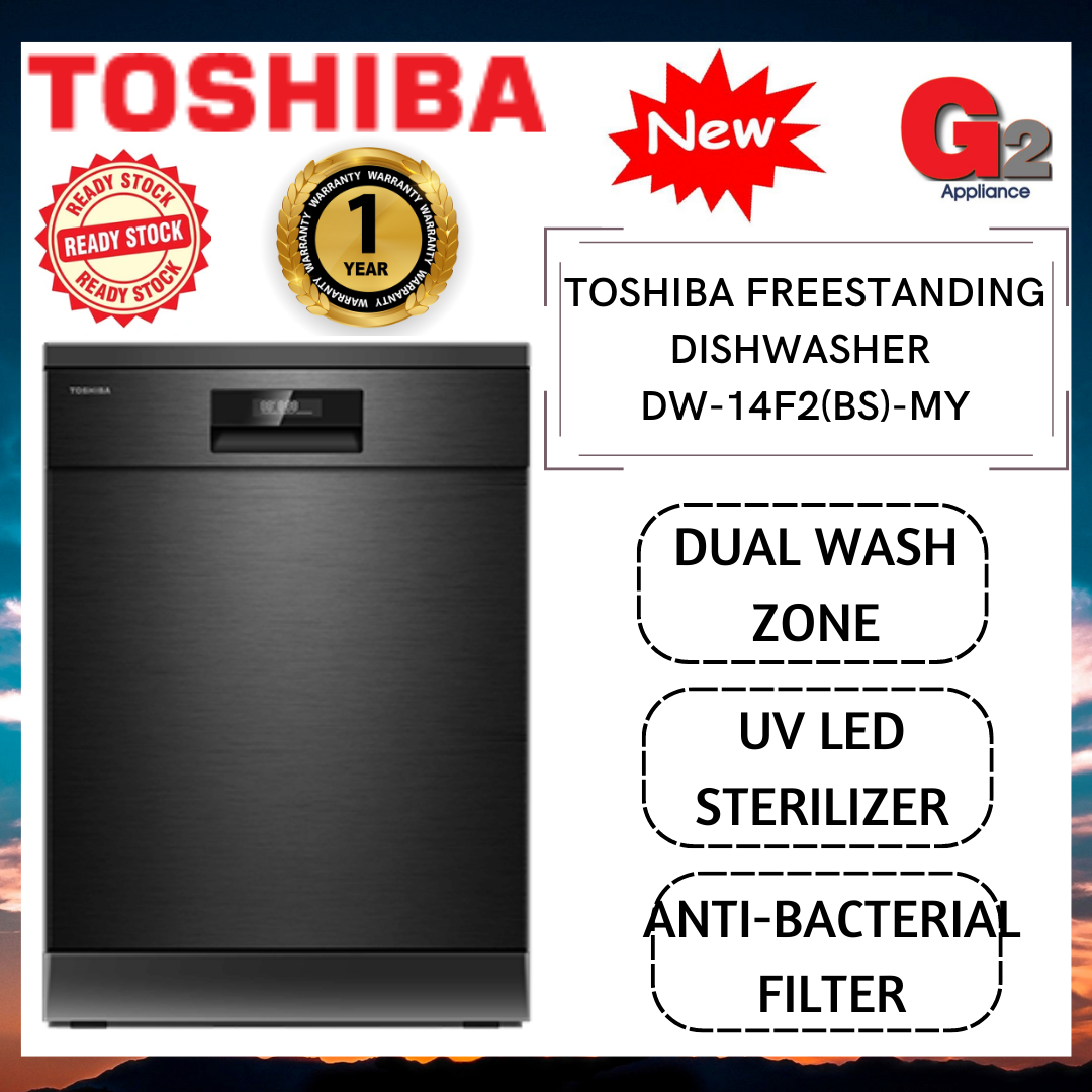 TOSHIBA (READY STOCK) 14 PLACE SETTING FREESTANDING UV DISINFECTION ANTI BACTERIAL DISHWASHER DW-14F