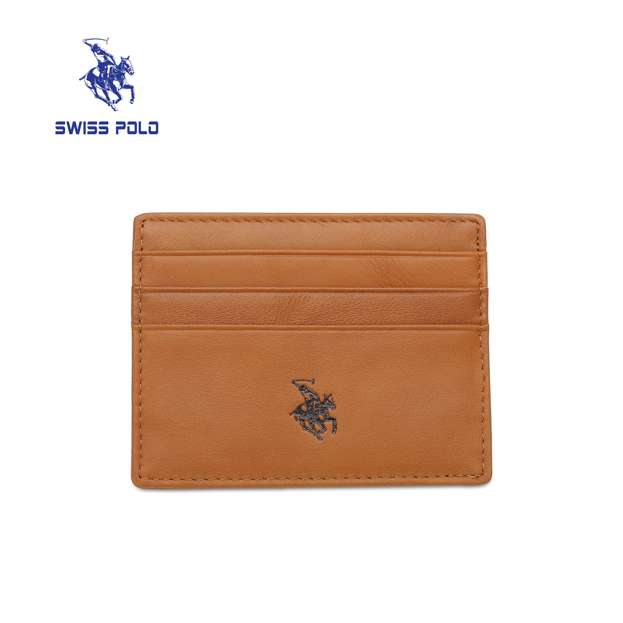 SWISS POLO Genuine Leather RFID Coin/Card Pouch/Card Holder SW 161-2 BROWN