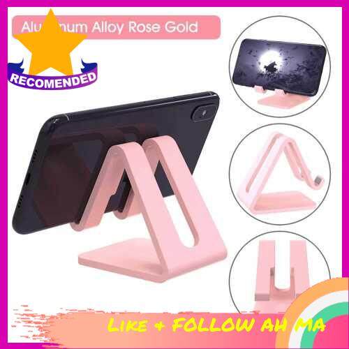Best Selling Aluminum Alloy Cell Phone Tablet Stand Desk Thick Case Friendly Phone Holder Stand For Desk Compatible with All Mobile Phones (Rose Gold)