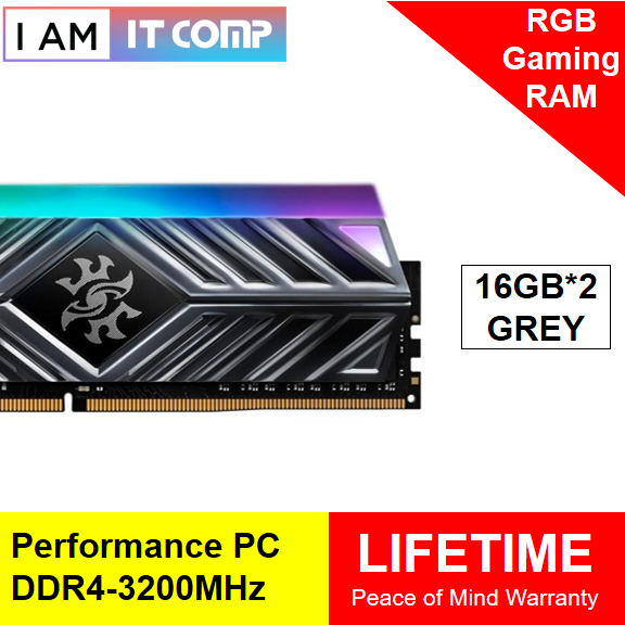 ADATA XPG SPECTRIX D41 DDR4 RGB 32GB (2X16GB) 1 PAIR 3200MHz U-DIMM DESKTOP RAM