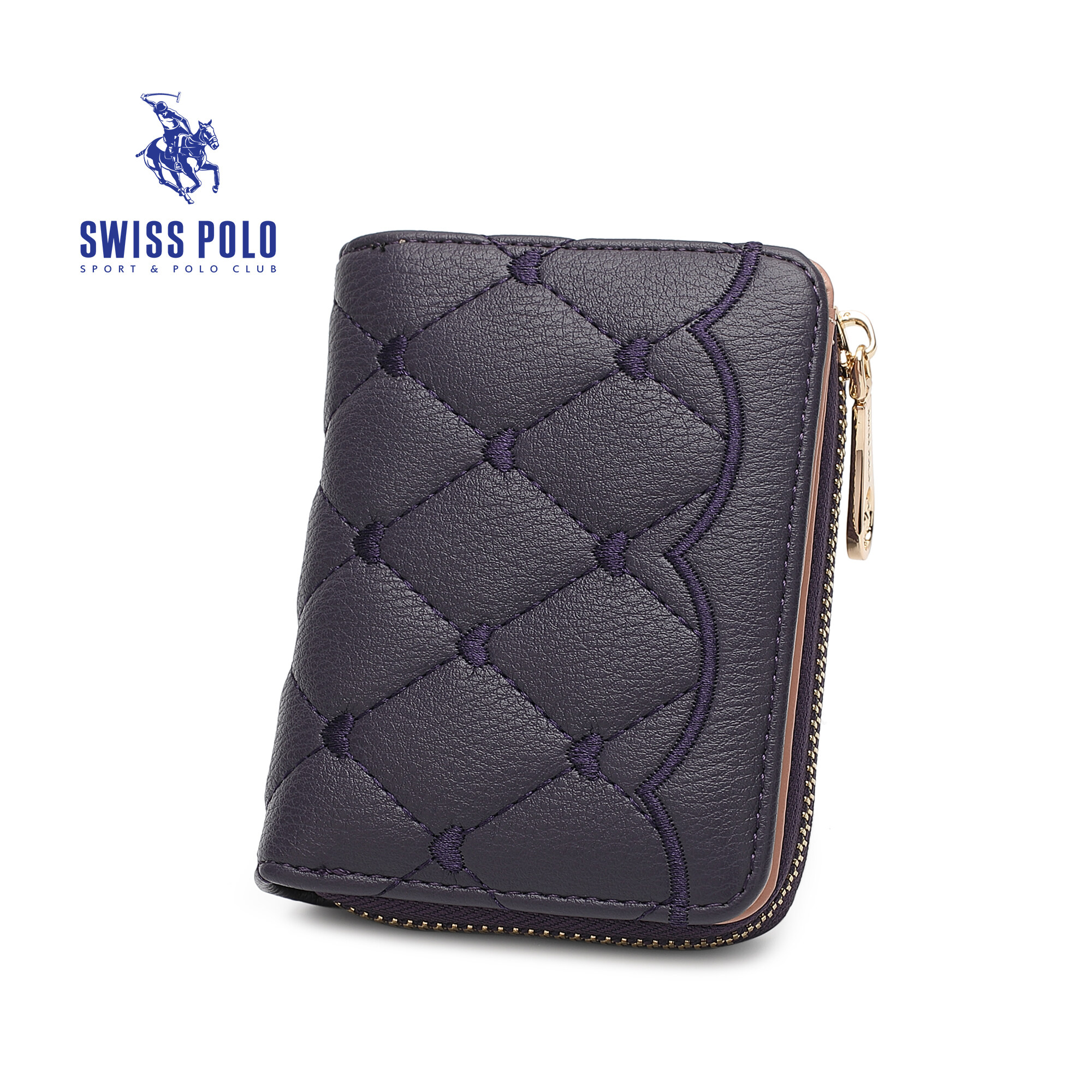 SWISS POLO Ladies Quilted Short Purse SLP 50-2 PURPLE
