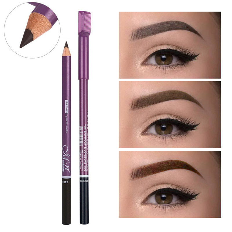 Lông mày bút chì kèm với cọ chính xác Brow definer bền lâu không thấm nước nâu vàng lông mày trang điểm 3 màu sắc mỹ phẩm