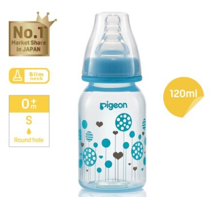 PIGEON Flexible Slim Neck PP Nursing Bottle, Blue Balloon