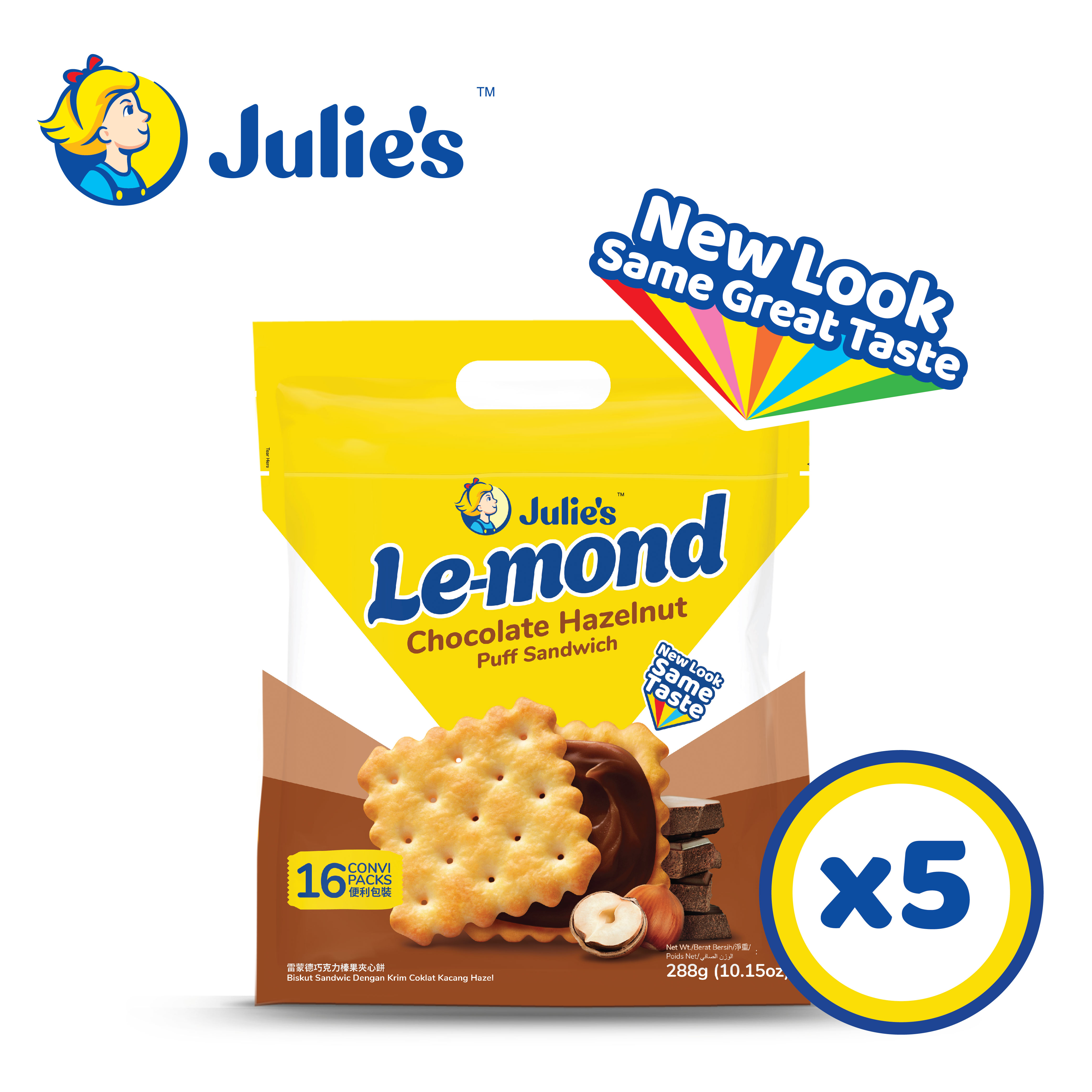 Julie's Le-mond Choc Hazelnut 288g x 5 pack