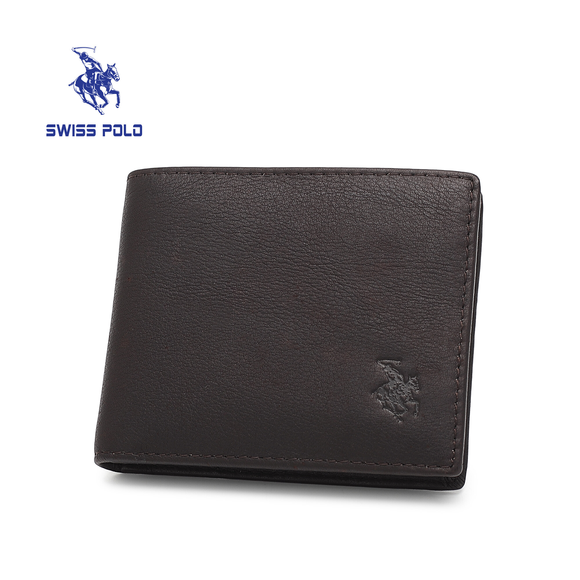 SWISS POLO Genuine Leather RFID Short Wallet SW 188-3 DARK BROWN