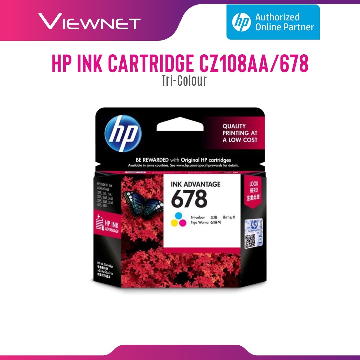 HP 678 Original Ink Advantage Cartridge CZ108AA/678 Ink (Tri-Color)