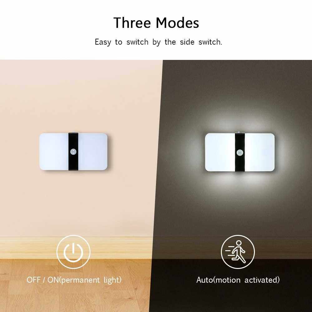 Battery Operated LED Motion Sensor Night Light Cordless Hanging Magnetic Stick-On Auto White Light Night Lamp for Room Kitchen Hallway Basement Closet Stairs (Standard)