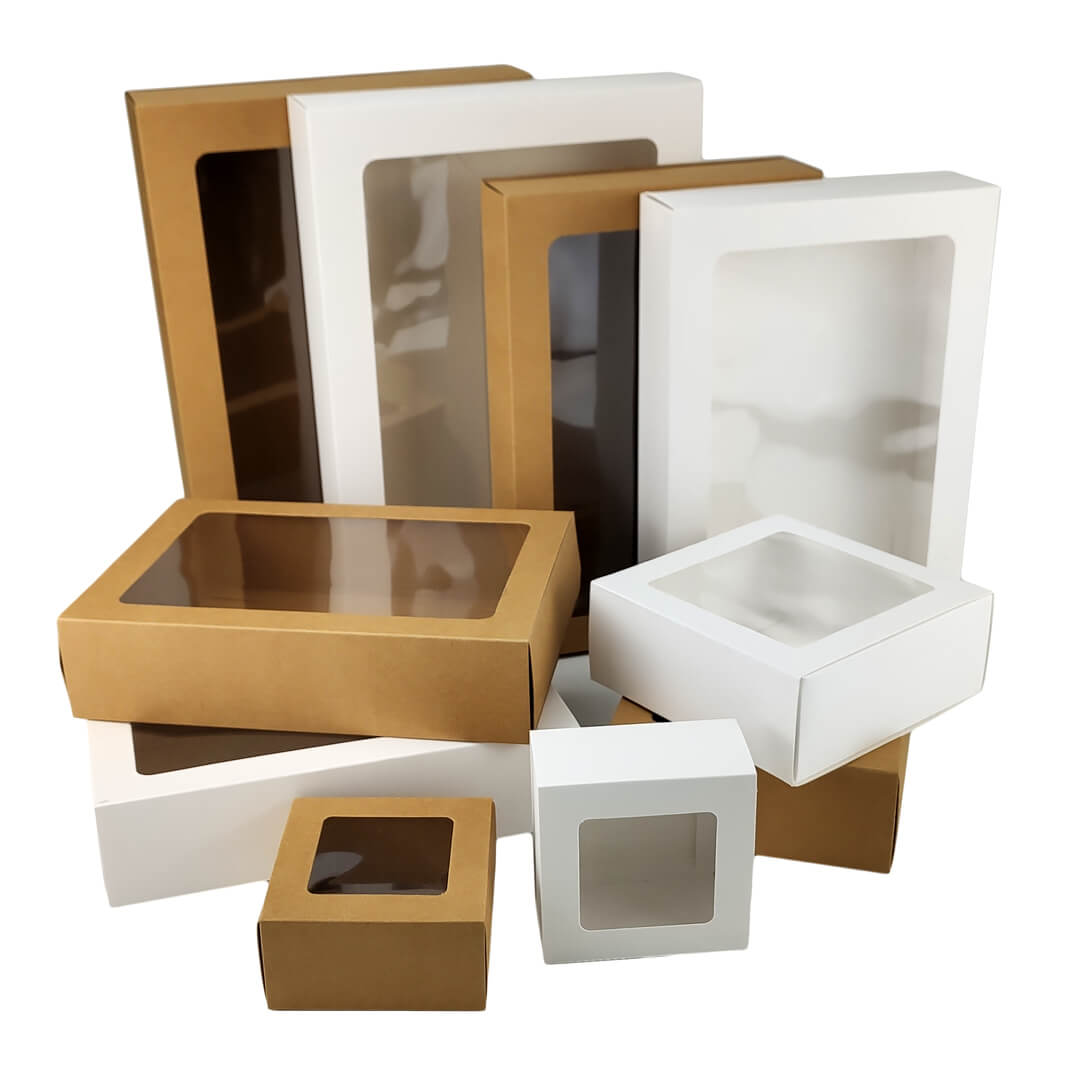 SHIOK 12pcs XS/S/M/L/XL/XXL/XXXL Rectangular Square Window Drawer Cake Box For Pastry Bakery Packaging Gift Accessories 开窗抽屉 BX1817