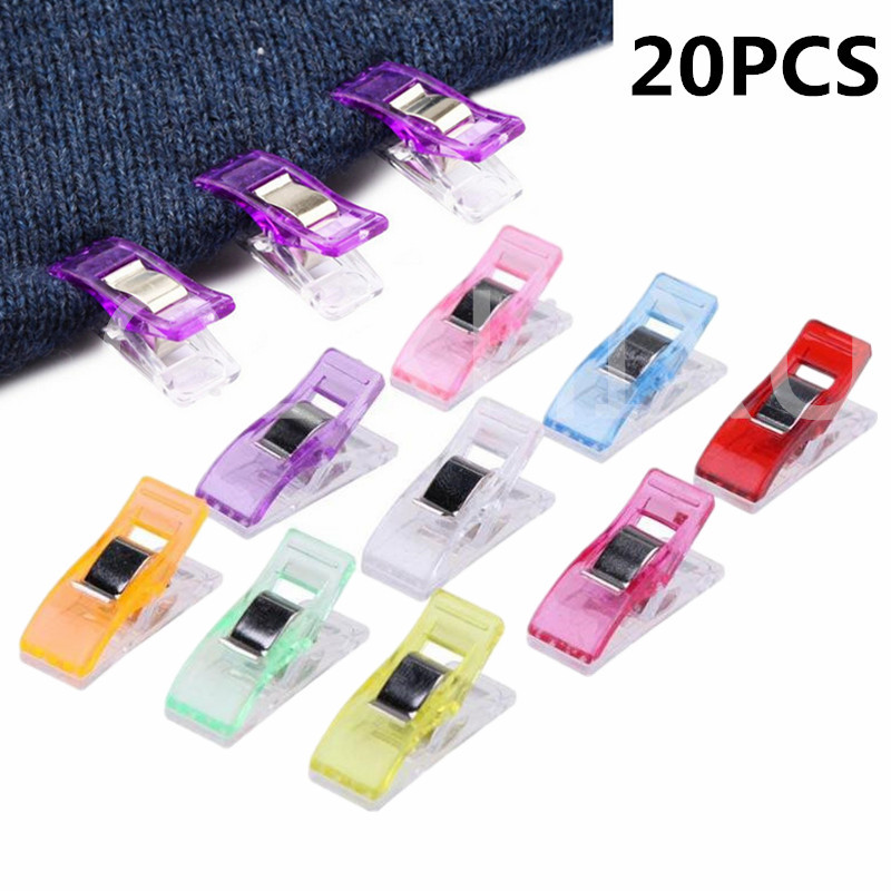 Gnker 20pcs Multicolor Plastic Sewing Clips Hemming Tools DIY Patchwork Accessories