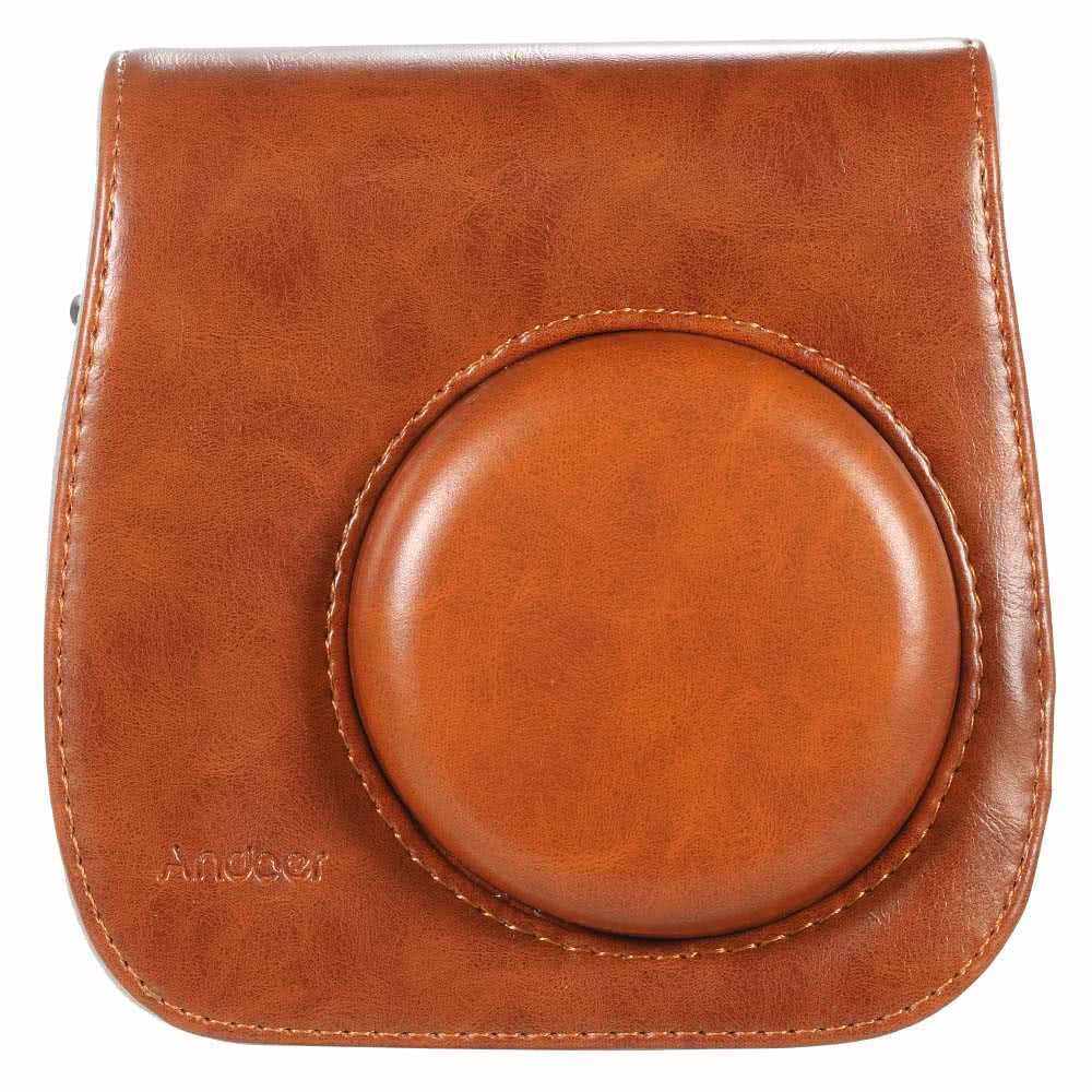 Leather Camera Case Bag Cover for Fuji Fujifilm Instax Mini8 Mini8s Single Shoulder Bag (Brown)