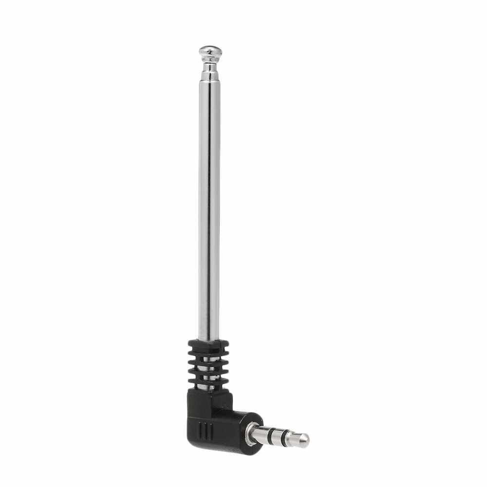 FM Radio Antenna 3.5mm Retractable Aerial 4 Sections L-Shape 240mm Antenna (Silver)