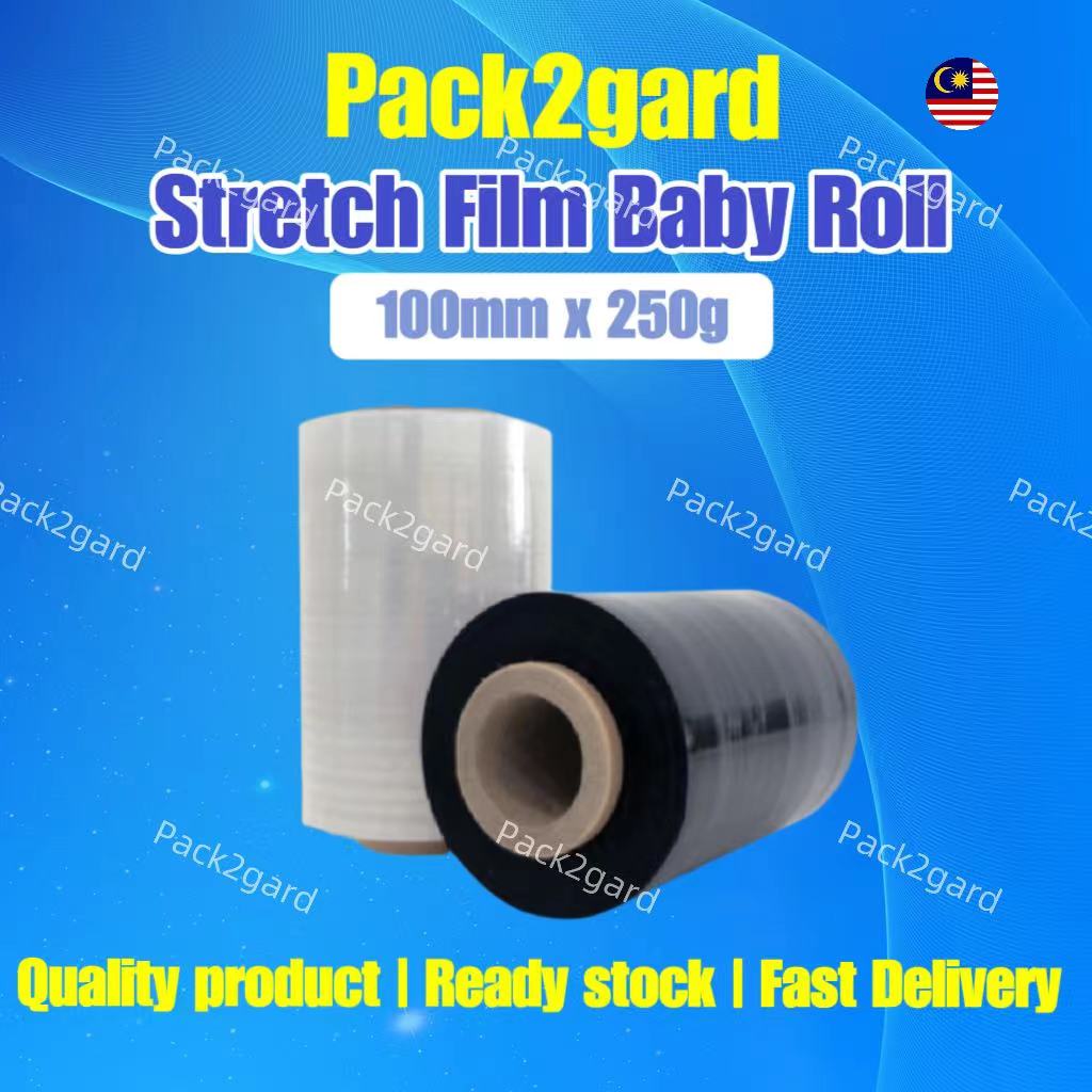 Pack2gard Baby Roll Stretch Film /Clear/Black/Semi recycled /100mm x 250 or 200gm / 23 micron