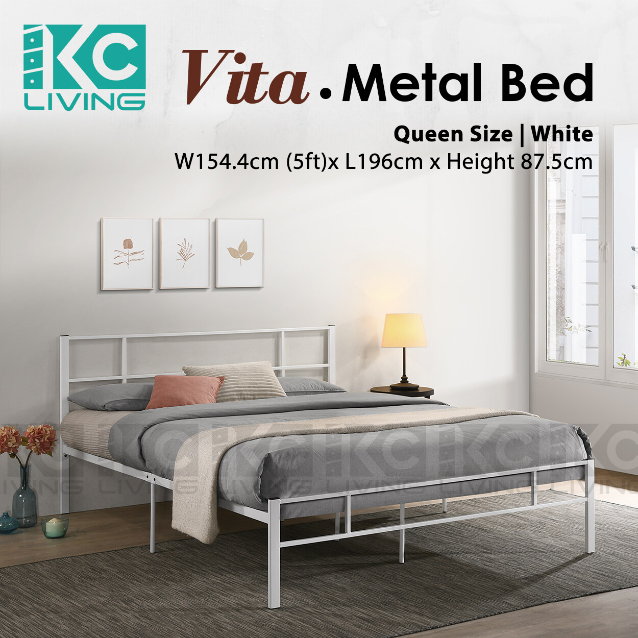 [KCL] Vita Single Metal Bed / Quality Steel / Easy Assembly / White / Super Base / Katil Single Vita / Besi Berkualiti / Warna Putih / Tahan / Murah / Senang Pasang