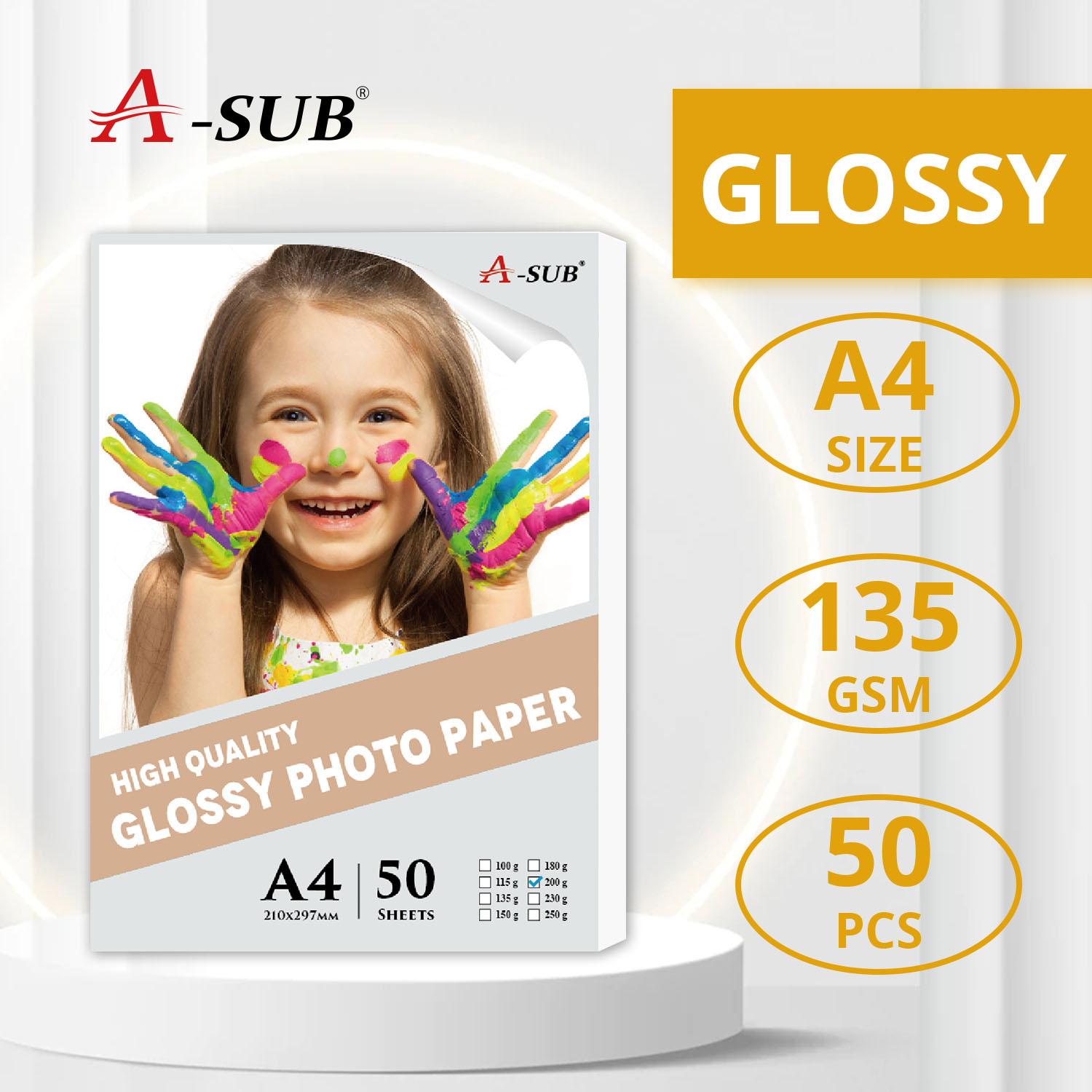 [A4/A3 100 Sheets] A-SUB Glossy Fast Dry Photo Paper 135gsm Photograph Inkjet Printing A4/A3