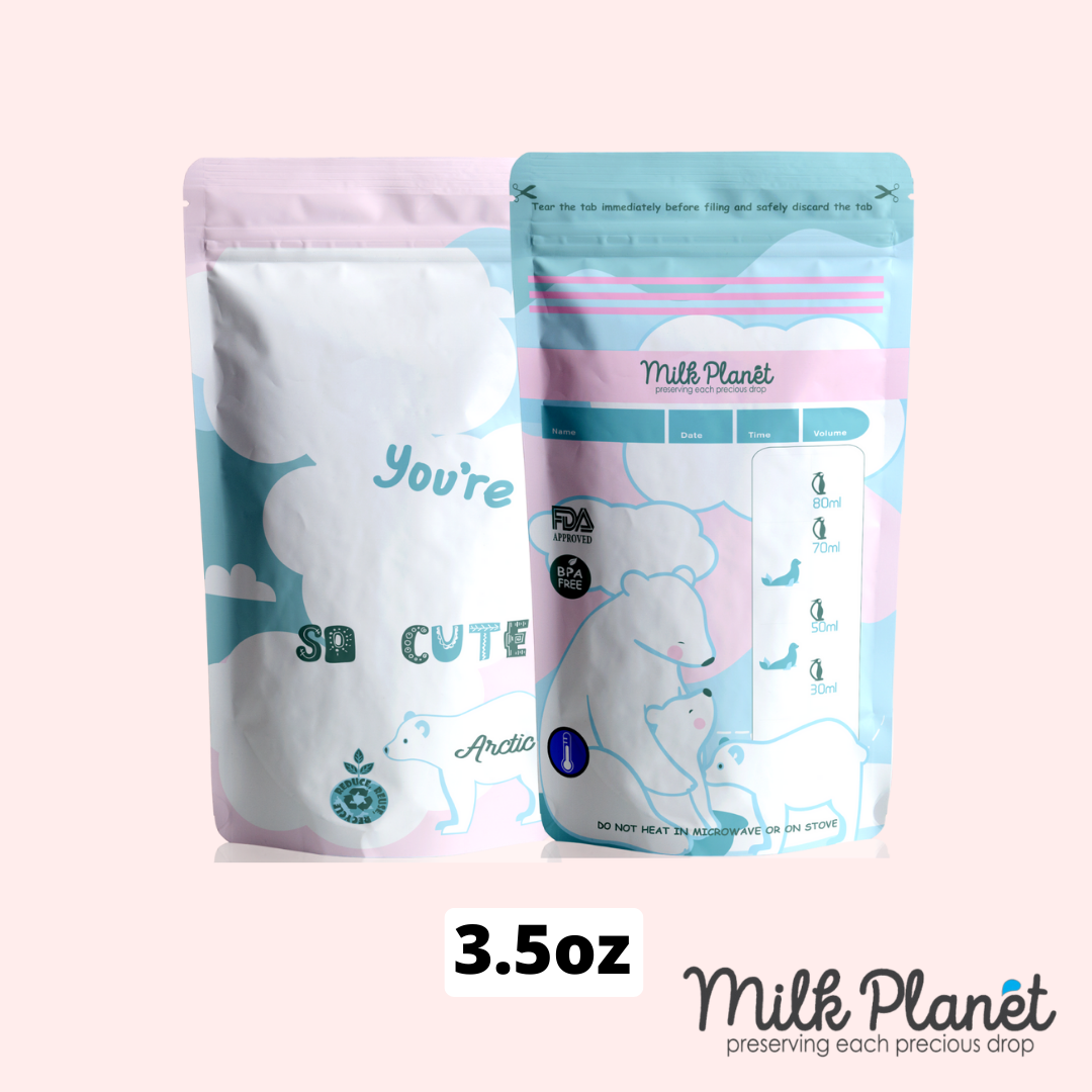 Milk Planet Premium Breastmilk Storage Bags Endangered Animal Leak-Proof BPA-Free 30pcs (3.5oz 5oz 8oz 10oz 12oz) with Thermal Sensor