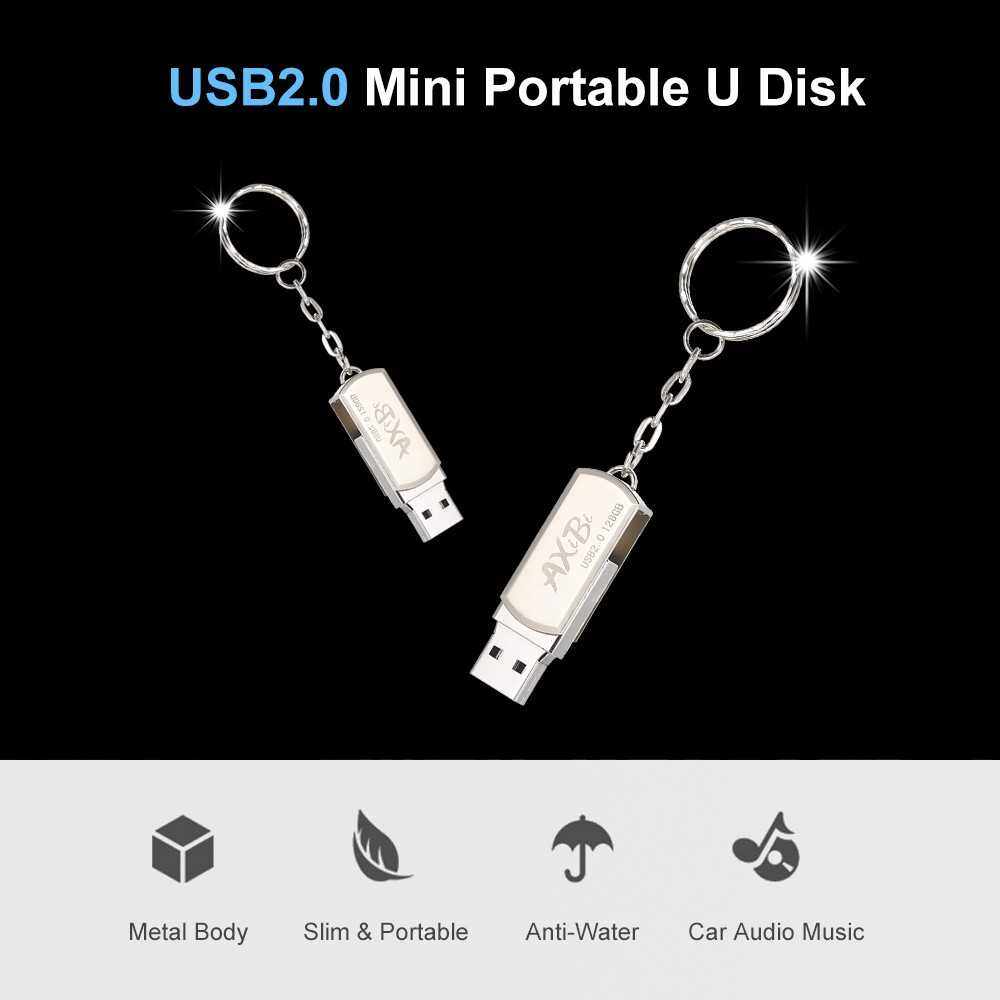 USB Flash Drive USB2.0 Mini Portable U Disk 64GB Pendrives Car Pen Drive Silver for PC Laptop (64)