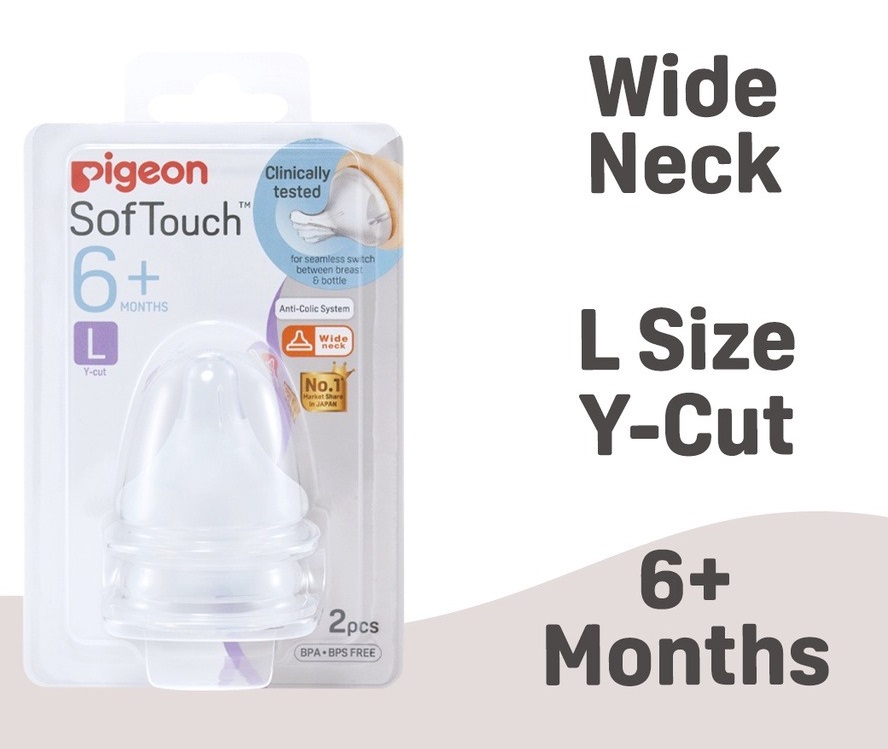 Pigeon Softouch Peristaltic Plus Wide-Neck Nipple Teat Teats - SS/S/M/L/LL/LLL