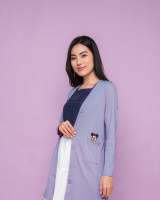 LZZIE MICKEY MINNIE LONG CARDIGAN - LIGHT BLUE NAVY BLUE AND WHITE