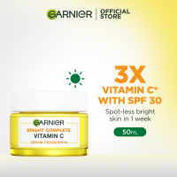 Garnier Bright Complete Vitamin C Serum Cream with SPF 30 50ml - Brightens Protects and Hydrates for Even Skin Tone