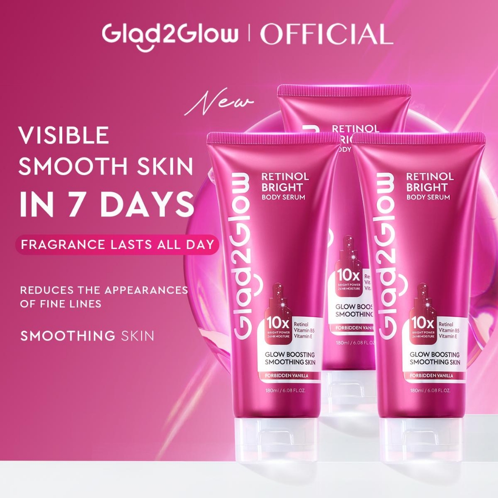 【New Launch】Glad2Glow Retinol Bright Body Serum Lightweight Texture Vamin B5 Hydration Firmer & Smoother Skin
