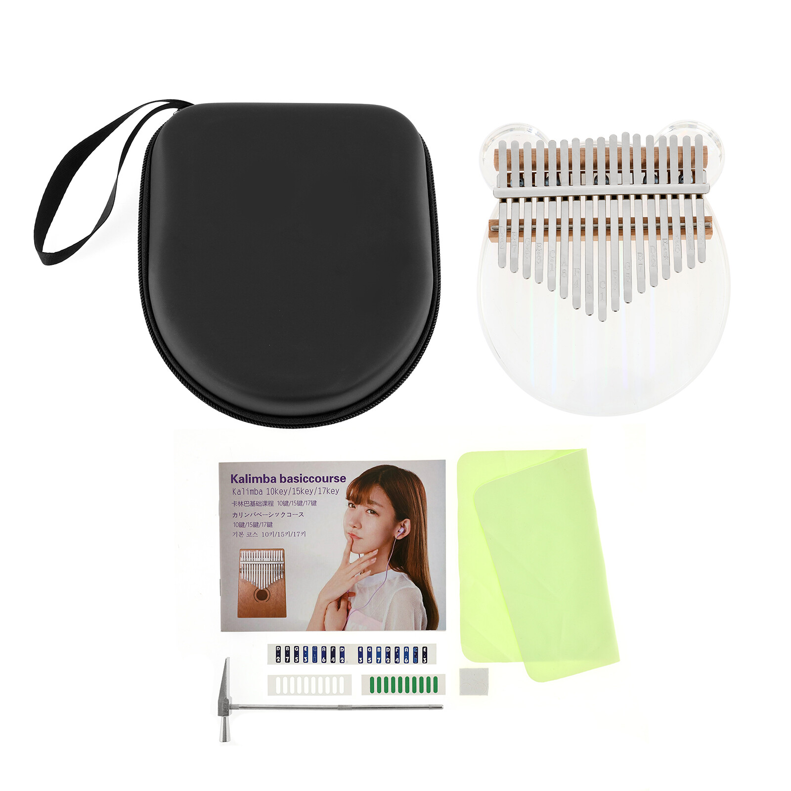 Kalimba Đàn Piano Ngón Tay 17 Phím Nhạc Cụ Bàn Phím Âm Nhạc Trong Suốt Kalimba Acrylic Kèm Búa Điều Chỉnh