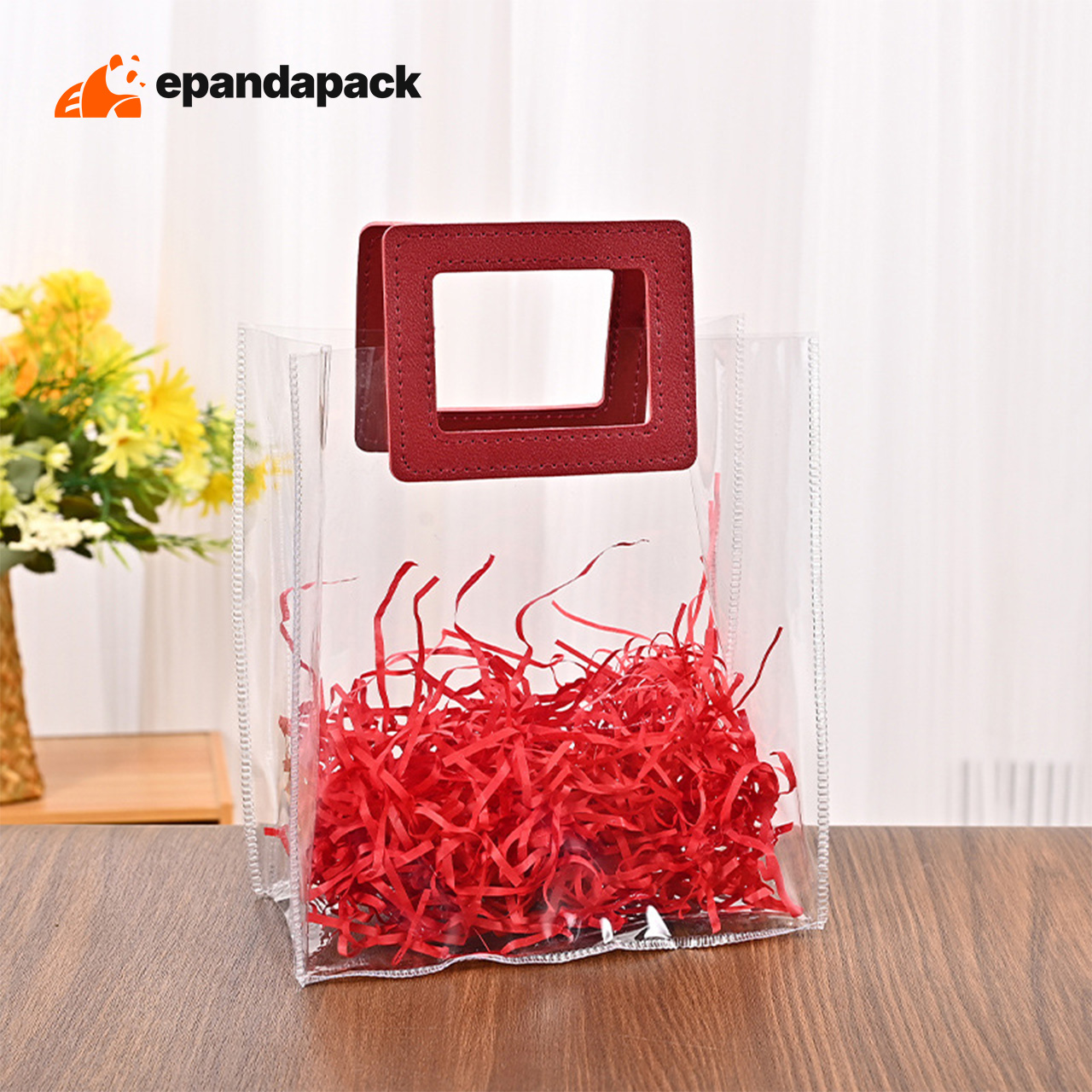 Transparent PVC Door Gift Bag Square Handle Wedding Beg Plastik Goodies Packaging Hadiah Kahwin