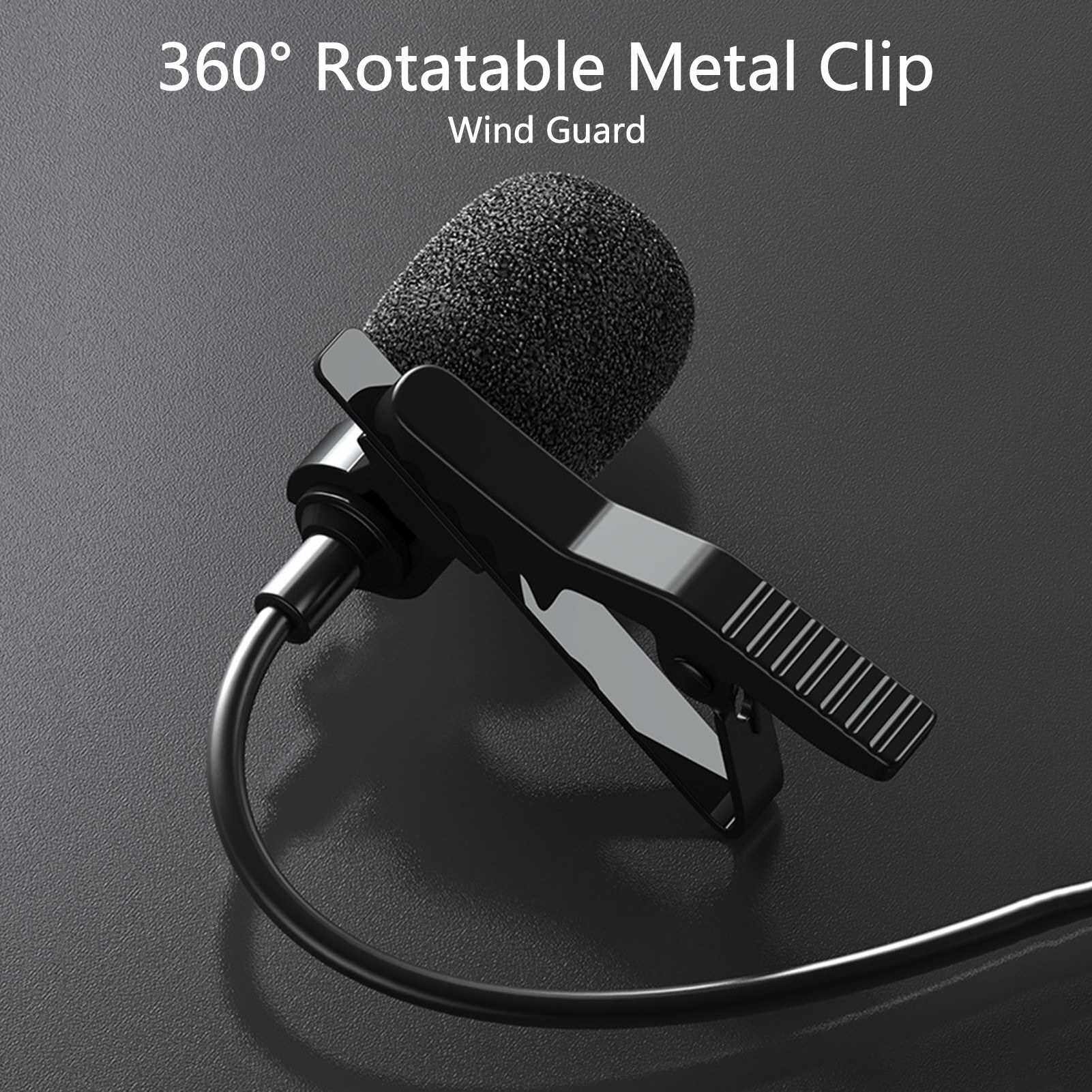 Lavalier Microphone Professional Camera Microphone Mobile Microphone for SLR Interview Conference Recording Video Blog Omnidirectional Lapel Microphone with 2m Audio Extension Cable and 3.5mm Adaptor (Standard)