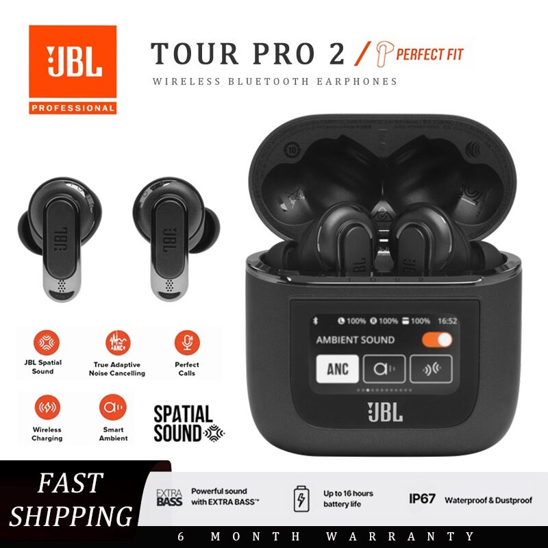 JBL Tour Pro 2 Tai Nghe Trues tai nghe gắn tai không dây Tiếng Ồn Hủy Bỏ Tai nghe TWS tai nghe gắn tai bluetooth Thể Thao Không Thấm Nước Với LED Tai nghe cho iOS/Android Trò Chơi Earbuds Micrô tích hợp