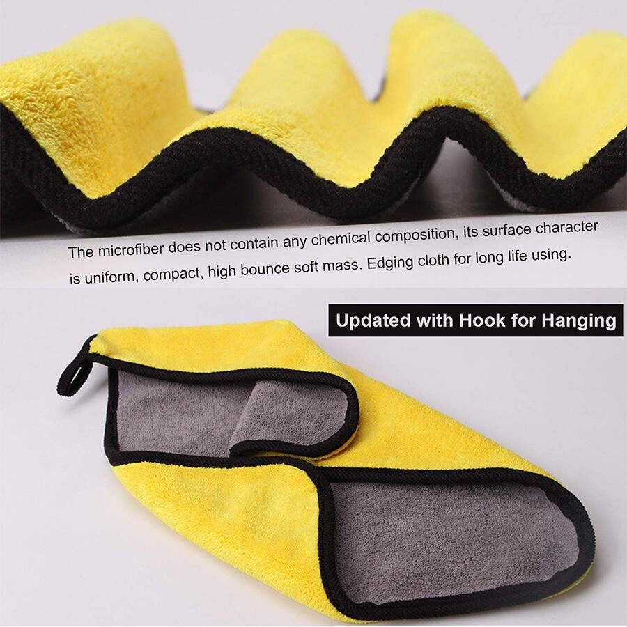 Super Absorbent Microfiber Cleaning Cloth Towel Double Layers Plush Ultra Thick Drying Towel Cloth Car Wash