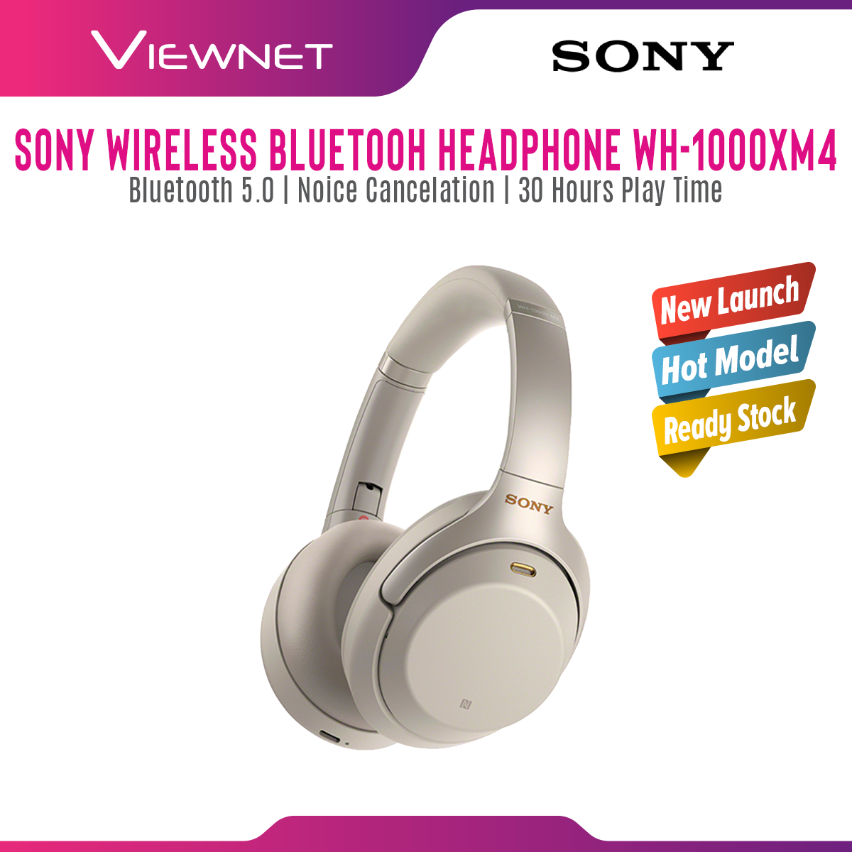 Sony WH-1000XM5 XM5 / Sony WH-1000XM4 XM4 Wireless Bluetooth Noise Cancelling Headphone with Noise Cancelling, Wearing Detection, Touch Control, Up to 30 Hours Battery, Voice Assistant Compatible