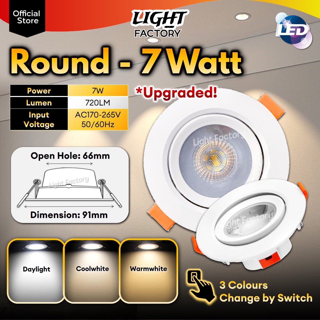 [3 Years Warranty] LED Recess Eyeball Spotlight 3W | 5W | 7W | 10W LED COB Spot Light Downlight Round Lampu Siling 射灯