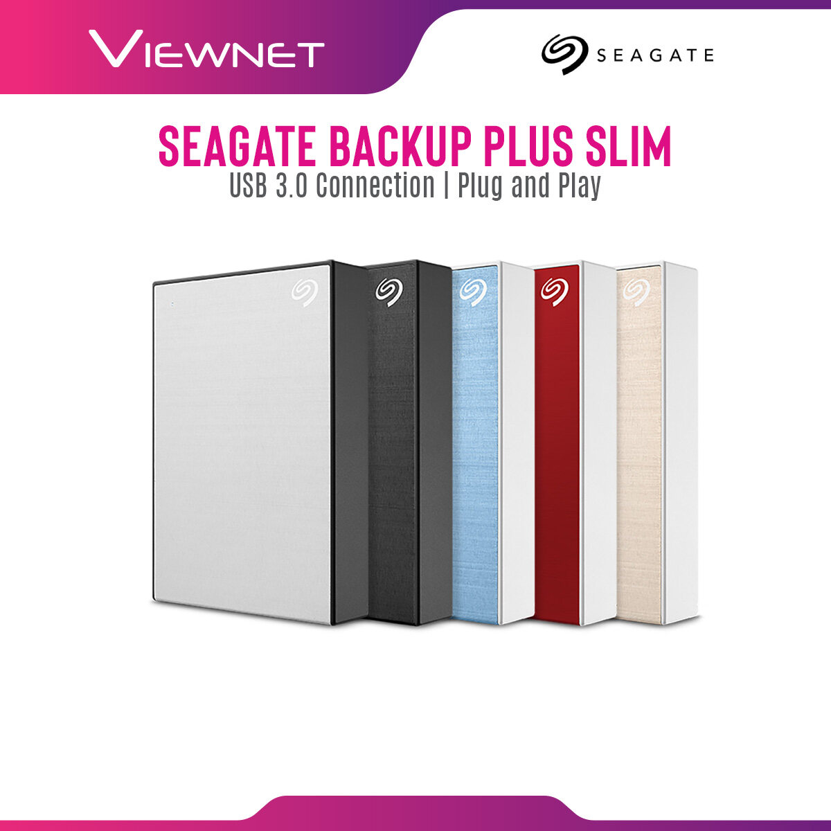 Seagate 4TB Backup Plus Slim Aluminium / One Touch Portable External Hard Disk Drive