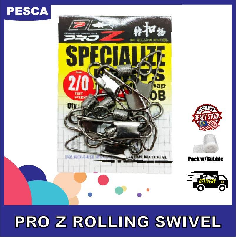 PESCA - PRO Z Rolling Swivel With Safety Snap (620B) Fishing Snap Swivel Fishing Swivel Kekili Kili Kelili