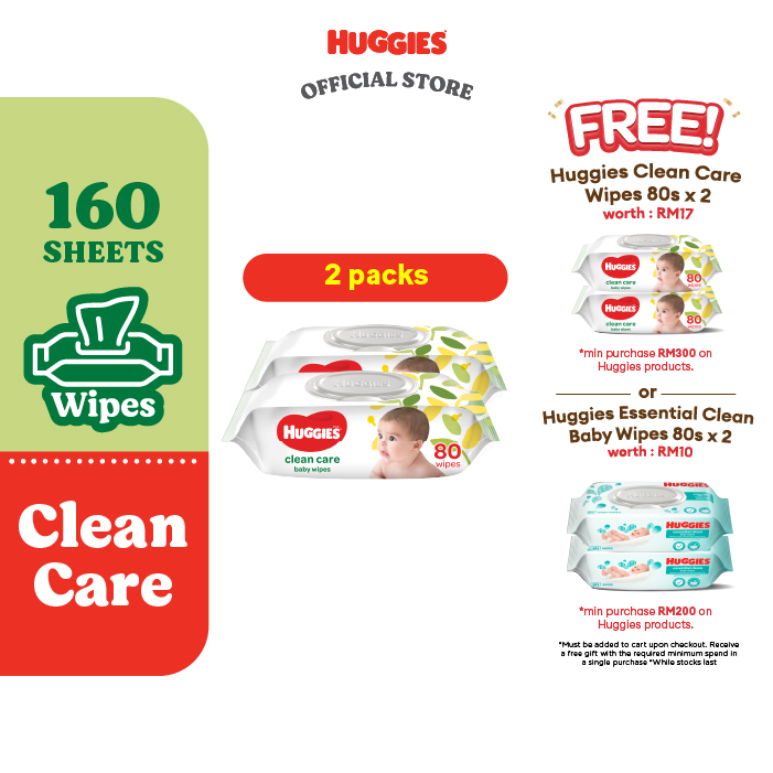 Huggies Baby Wipes Clean Care 80s wet tissue 2 pack / 24 pack
