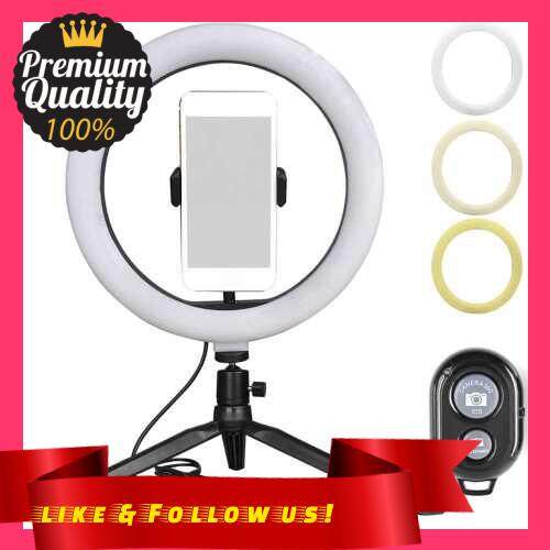 People\'s Choice LED Selfie Round Light Brightness Adjustable Lamp for Live Broadcast Selfie Photography Video with Mobile Phone Bracket (Standard)