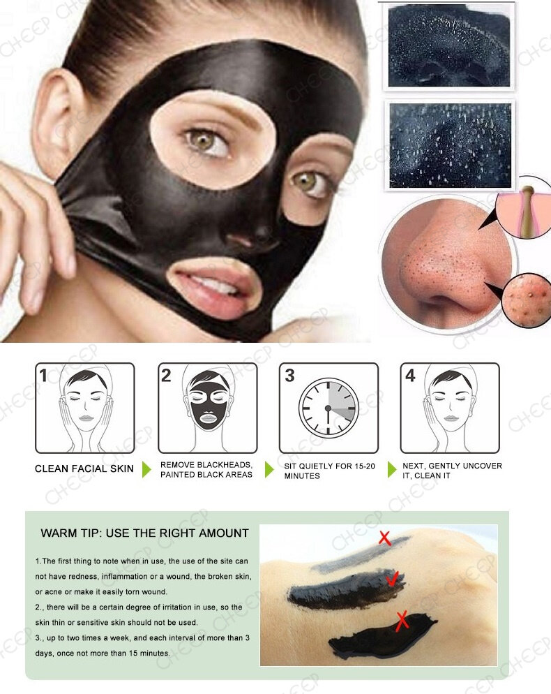Bioaqua Blackhead Remover Bamboo Charcoal Black Mask Remove Blackheads Whitehead Instantly Shrink Pore Deep Cleansing 60g