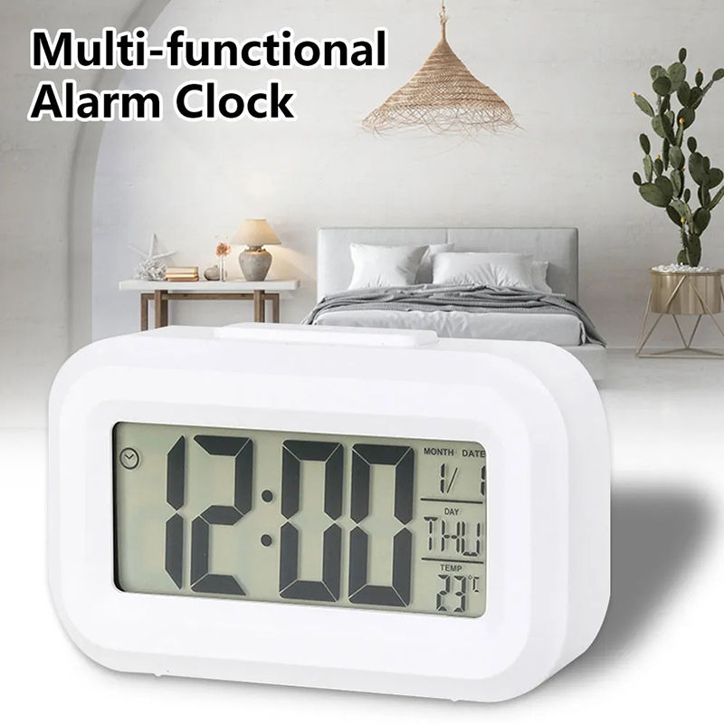 【Hot】LED Digital Alarm Clock Backlight Snooze Mute Calendar Desktop Electronic Backlight Table Clocks Desktop Clock Smart Temperature Alarm Clock Jam Penggera Tunda Digital LED 数字闹钟 桌面時鐘