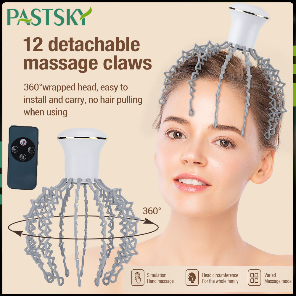 Pastsky điện dụng cụ mát-xa đầu bạch tuộc Dụng cụ mát xa da đầu 6 chế độ cơ thể dụng cụ mát xa giảm căng thẳng