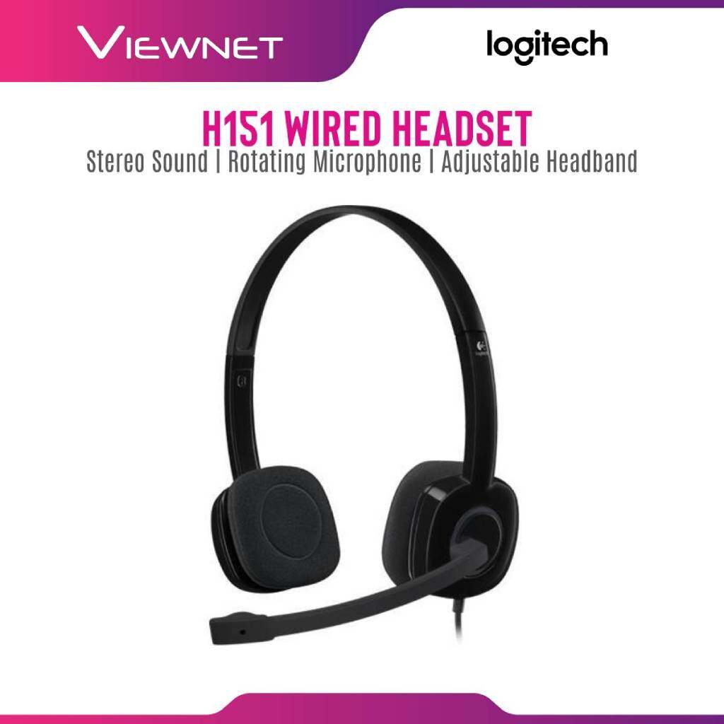 Logitech H151 Stereo Headset with Stereo Sound, Rotating Microphone, In-Line Controls, Adjustable Headband, 3.5MM Audio Jack (981-000587)