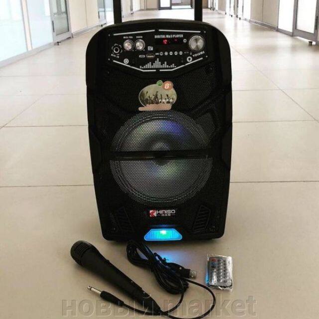 [ Best Seller ] QS 808 Portable Wireless Bluetooth Speaker Bass Karaoke Rechargeable + free mic (QS-808) 8"