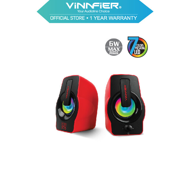 Vinnfier Icon 505 2.0 Portable USB Speaker with LED Lights (Black)